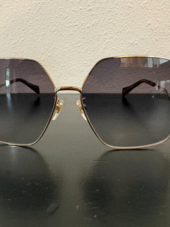 Gucci Gold Geometric Grey Gradient Sunglasses GG1005S 002 main image 4